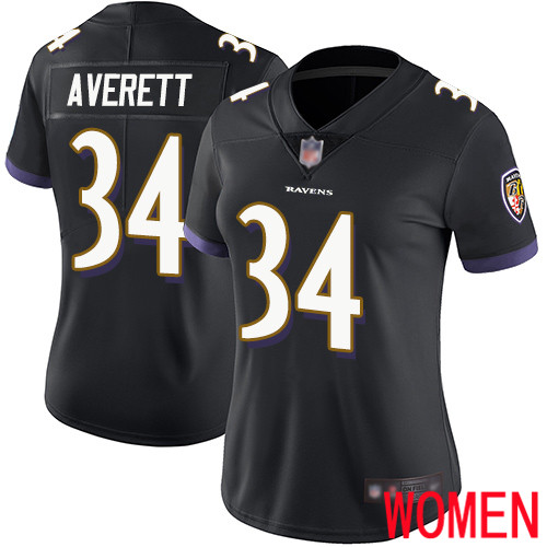 Baltimore Ravens Limited Black Women Anthony Averett Alternate Jersey NFL Football #34 Vapor Untouchable->women nfl jersey->Women Jersey